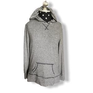 Poof Girl Hoodie Size XL Gray White Stripe Striped Fuzzy Extra‎ Large